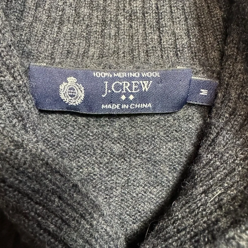 J.Crew Shawl Collar 100% Merino Wool Grey Sweater Size M